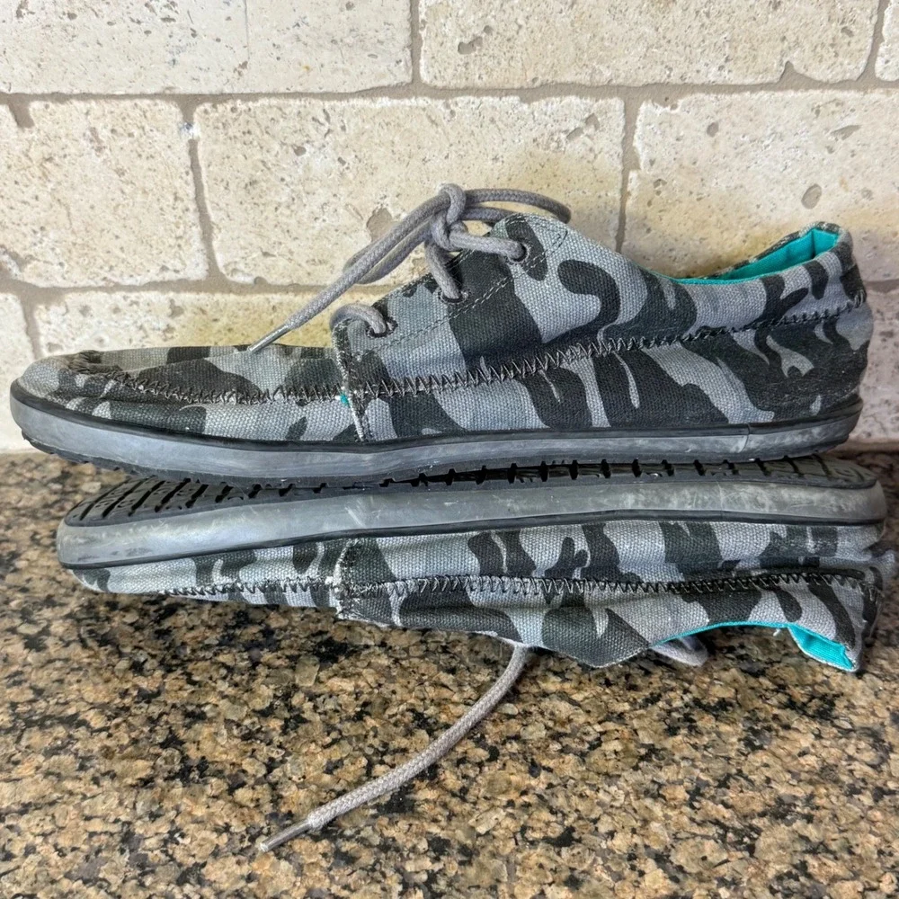 SANUK GRAY CASSIUS CAMO SIDEWALK SURFER LACE-UP SHOES, MEN US‎ 10